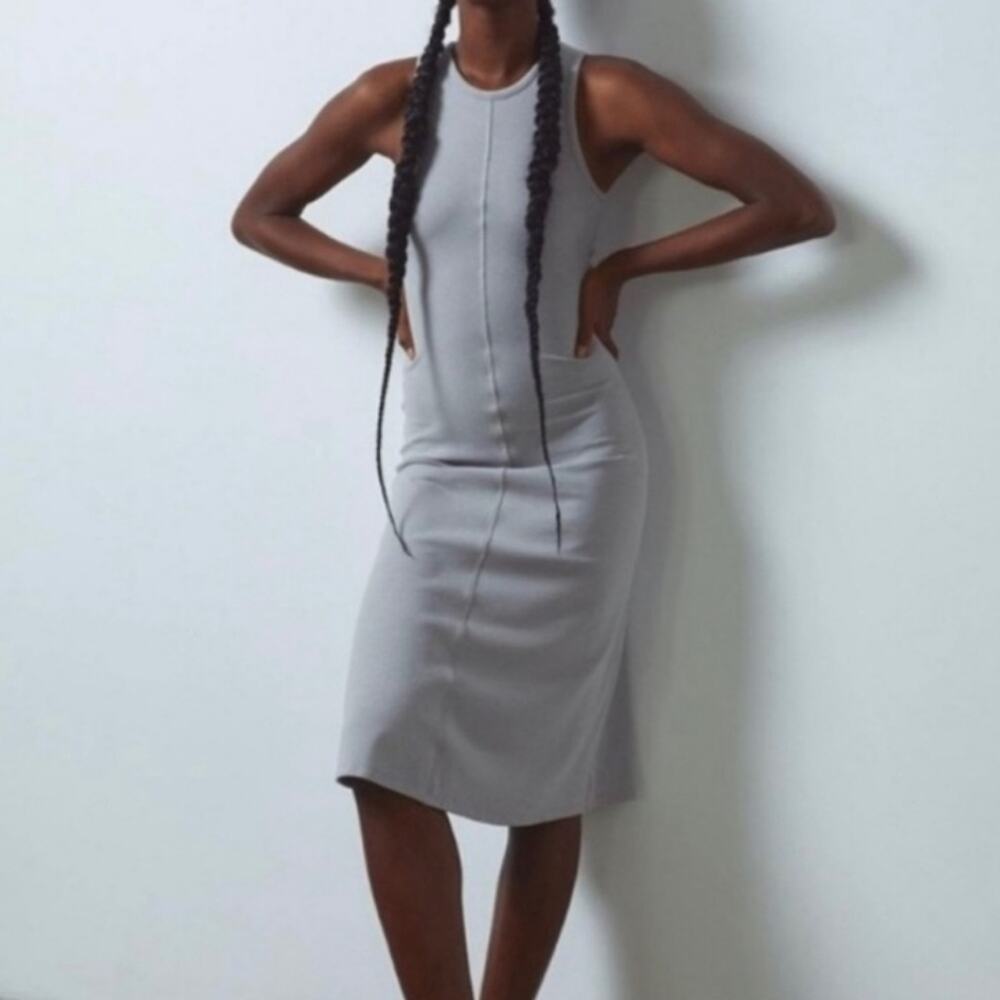 Lunya Ambient Grey Restore Fitted Midi Dress  XL